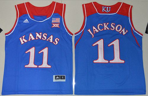 Jayhawks #11 Josh Jackson Royal Blue Basketball Stitched Youth NCAA Jersey - Click Image to Close